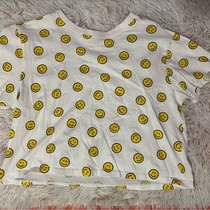 Smiley Face White Crop Top
